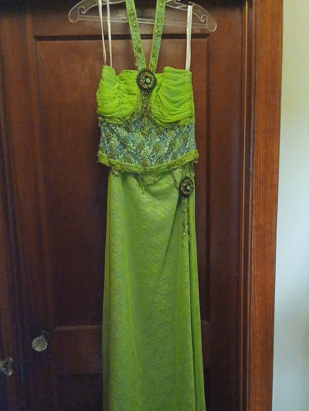 Precious Formals Lime Green 2 Piece  Evening Gown with Embellished Bodice